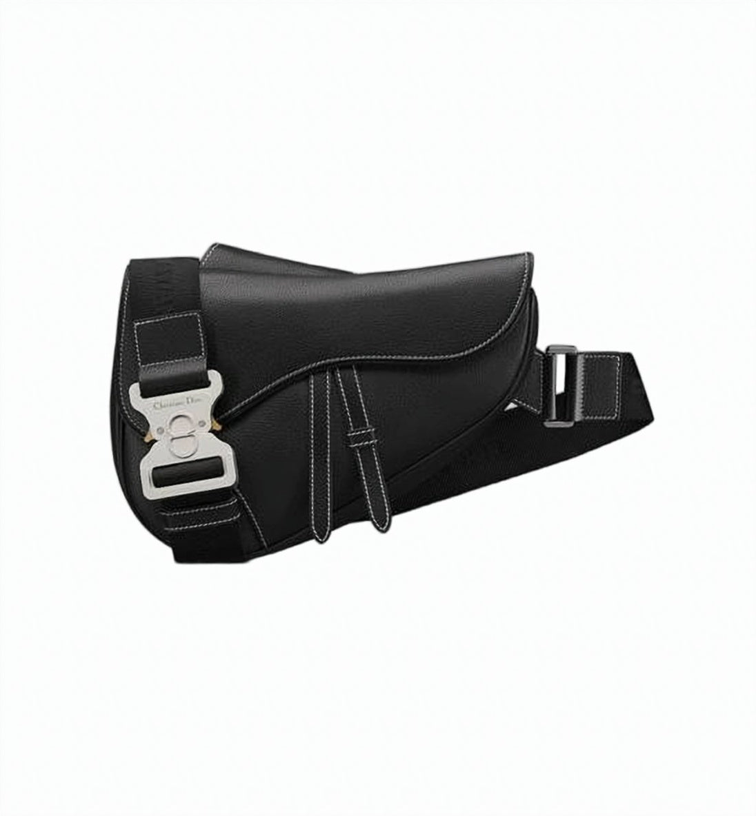 Asymmetrical Black Calf Leather Crossbody Bag