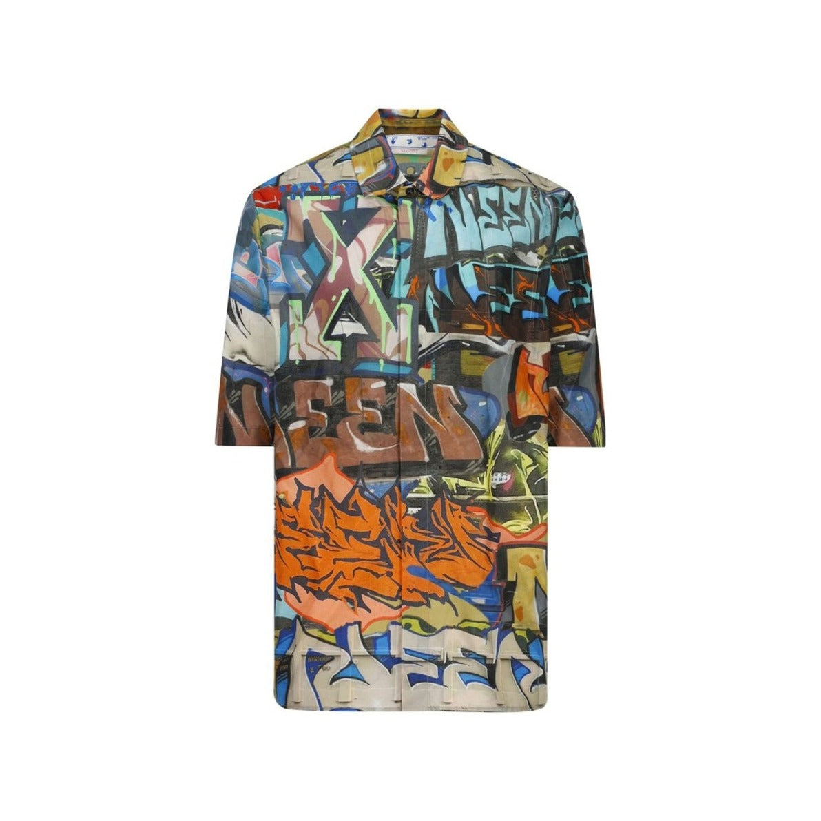 Graffiti-Inspired Short Sleeve Off-White Neen Allover Shirt