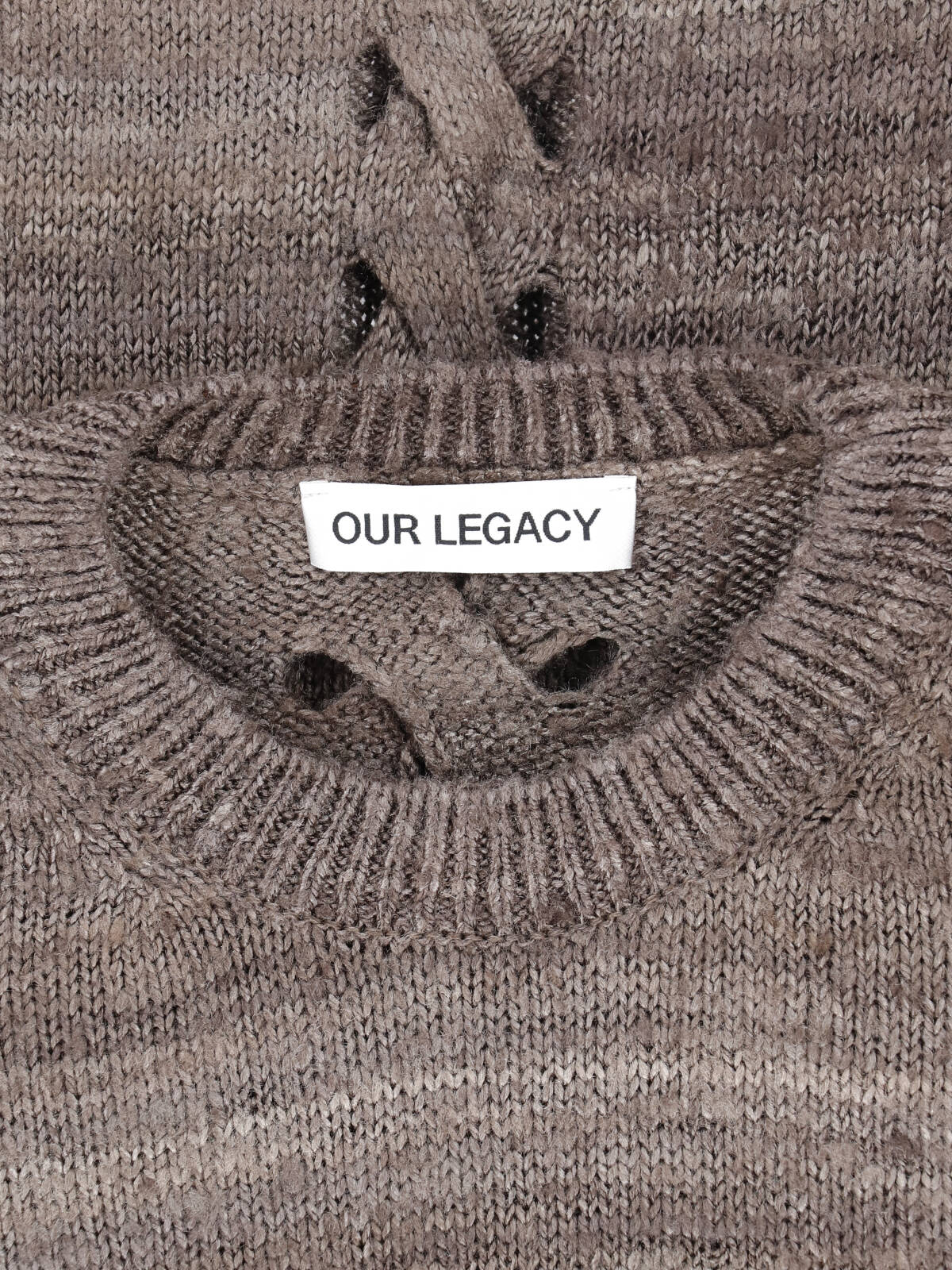 Brownish-Grey Textured Knit Loose Sweater