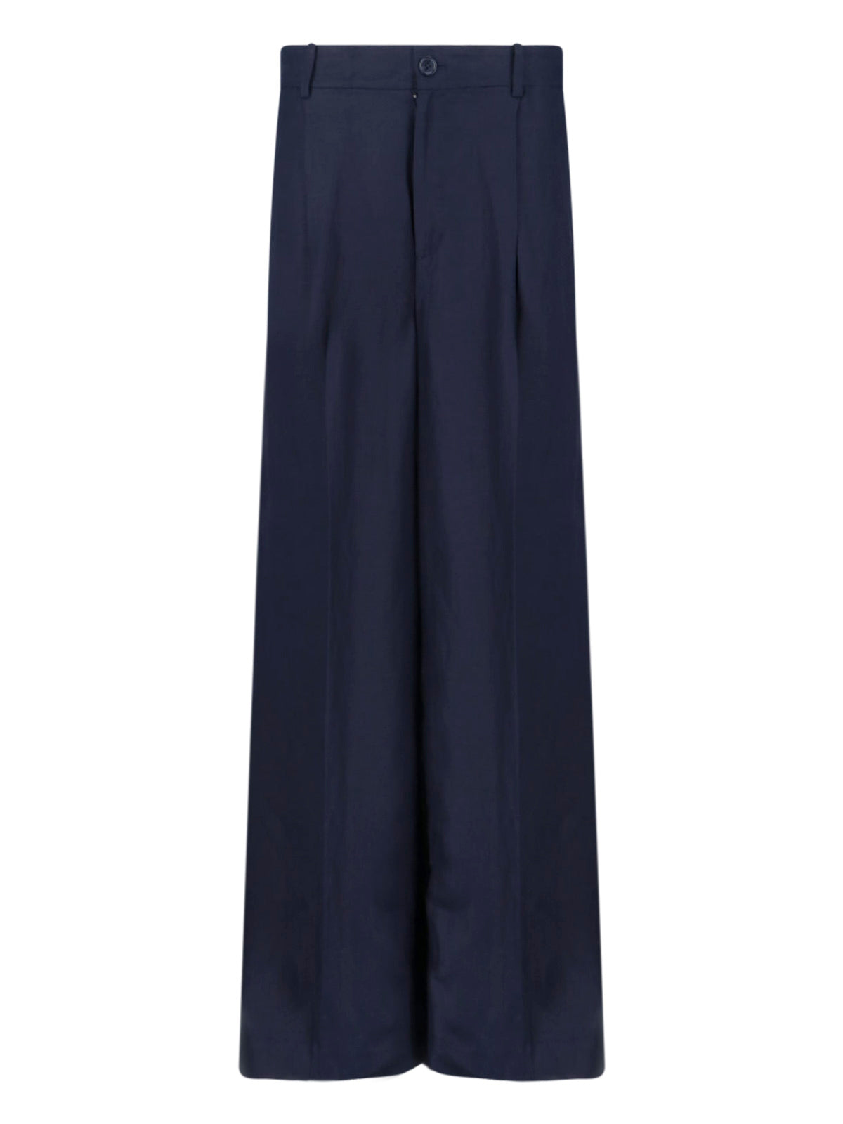 Blue High-Waisted Wide-Leg Tailored Trousers
