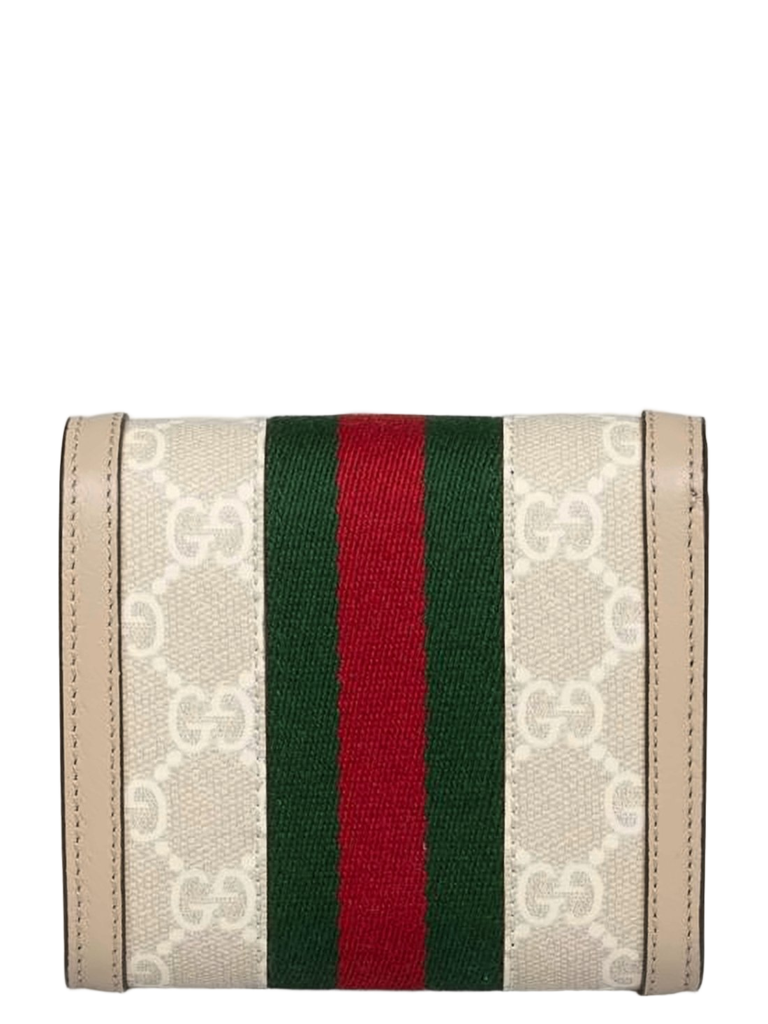 Beige Canvas Wallet with Monogram Design