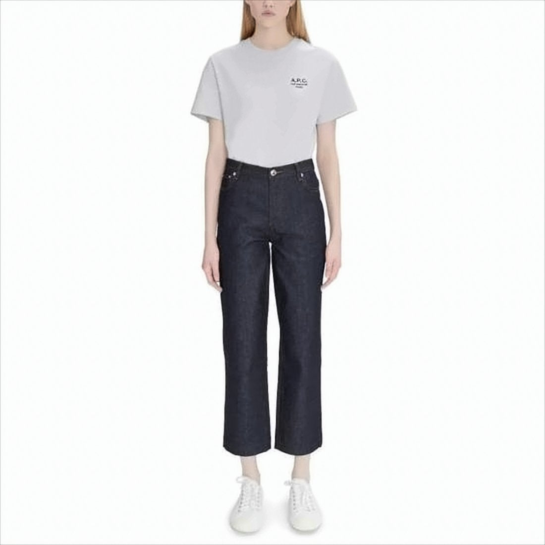 High-Waisted Straight-Leg Denim Pants