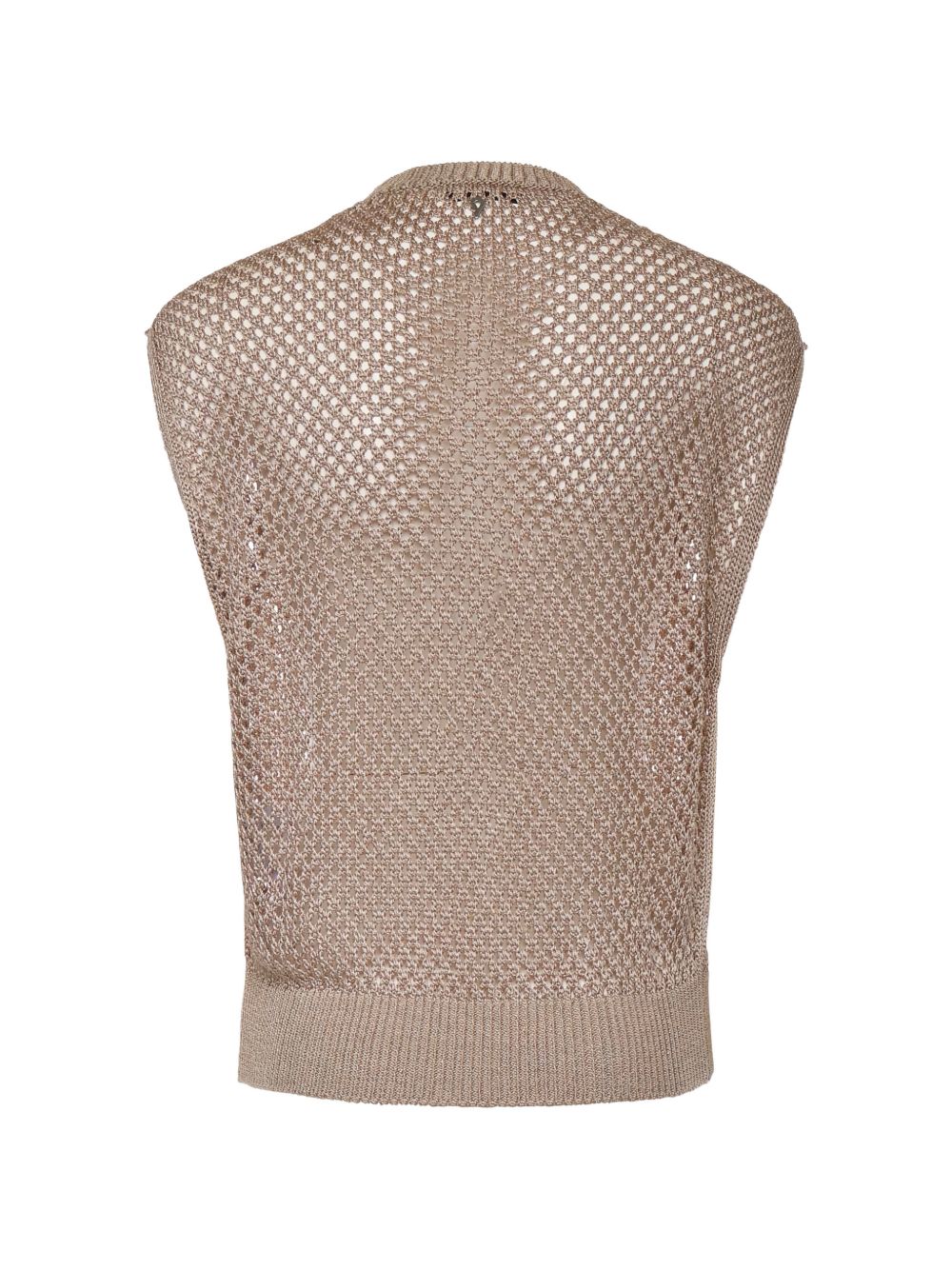 Sleeveless Open-Weave Sweater In Natural Tone