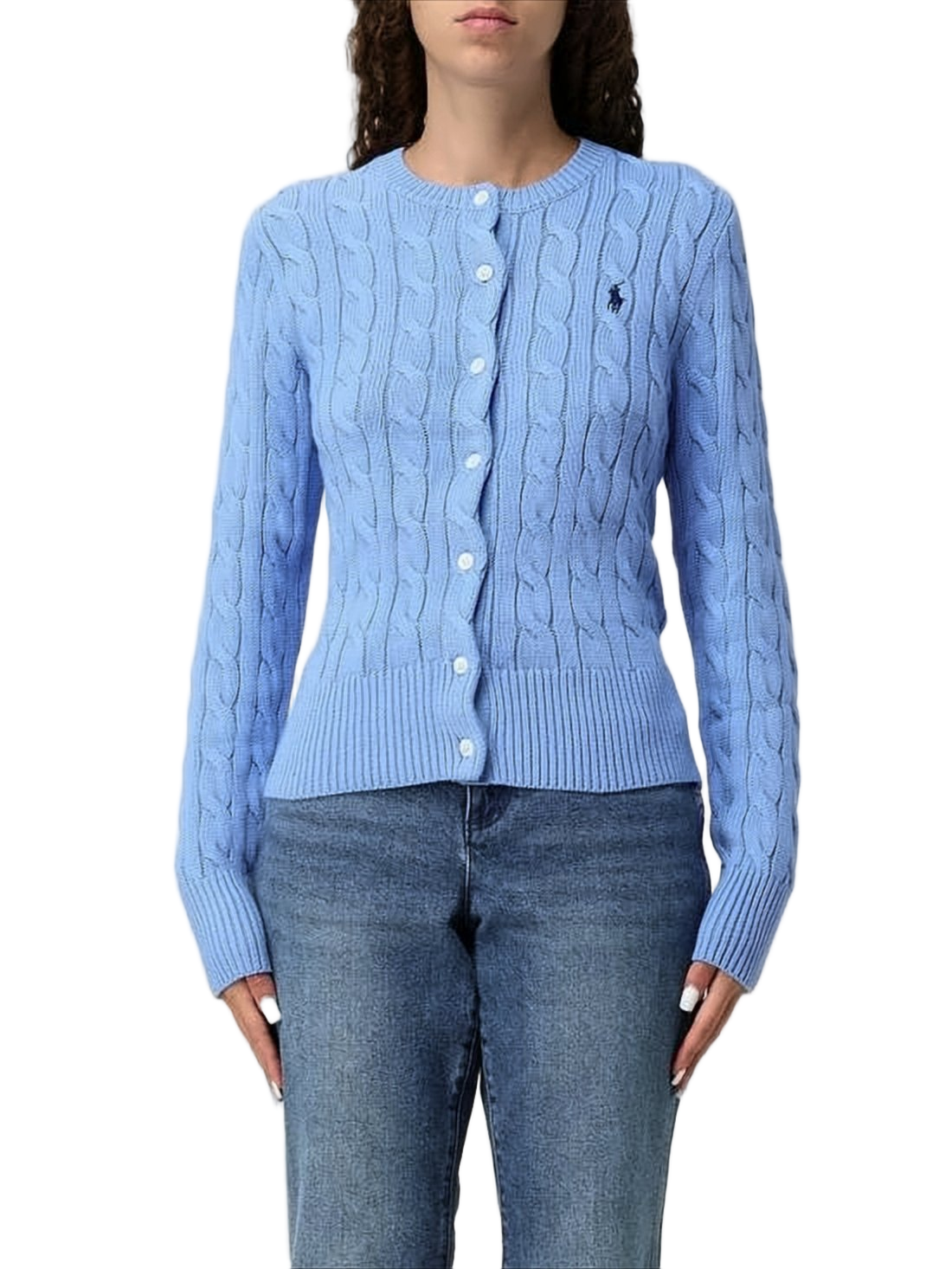 Textured Cable Knit Cardigan with Button-Down Front