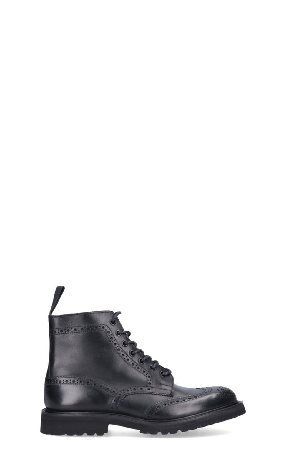 Classic Brogue Lace-Up Black Leather Boots