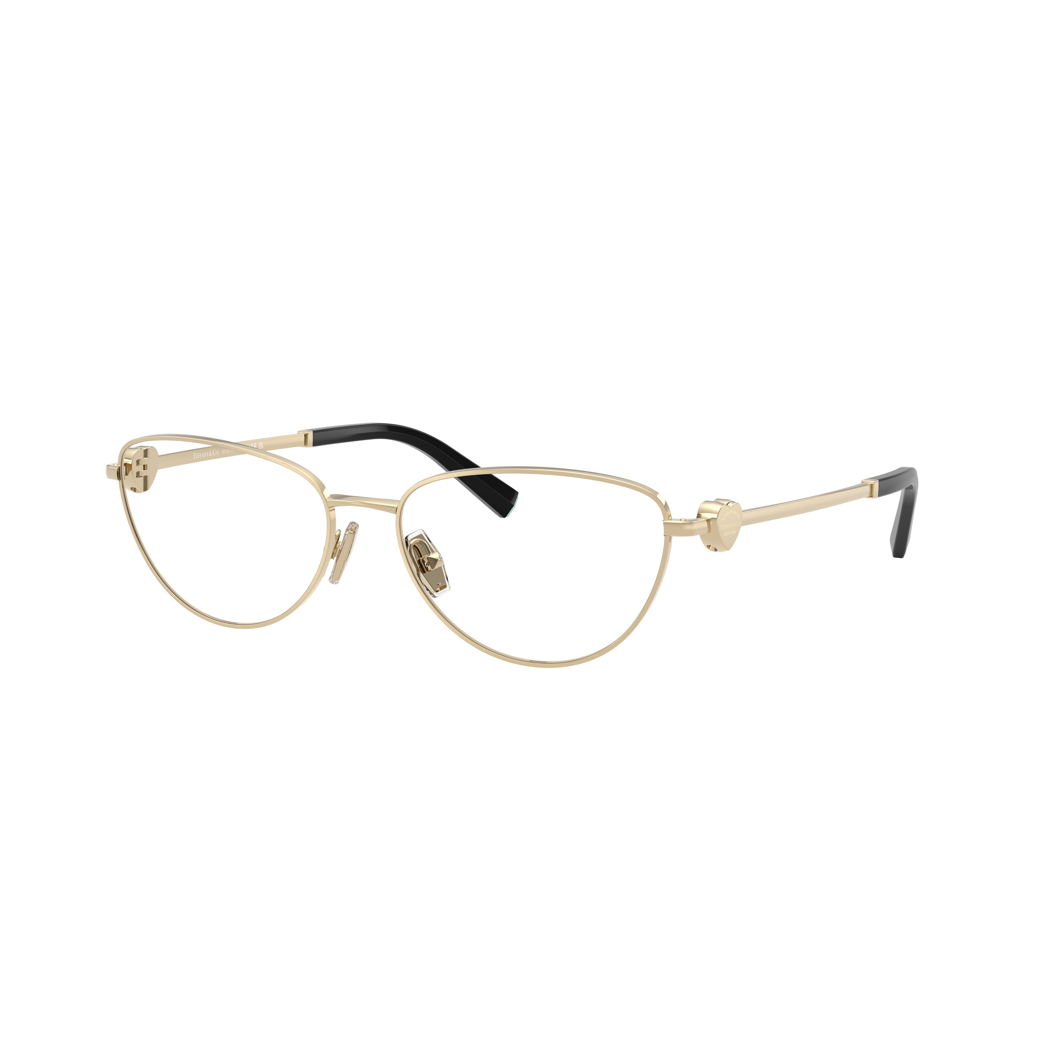 Gold-Toned Cat-Eye Eyeglasses With Heart Accents