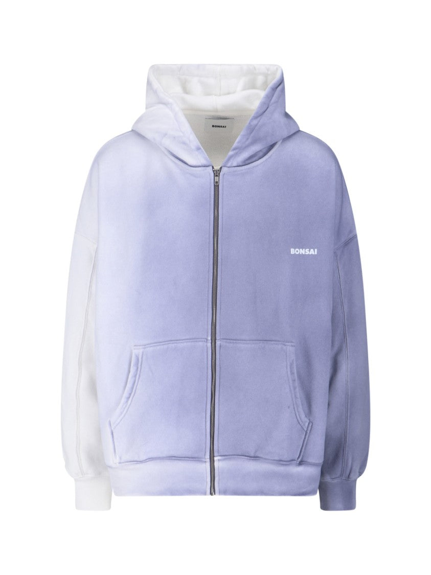 Logo Zip Sweatshirt, In Light Blue Cotton