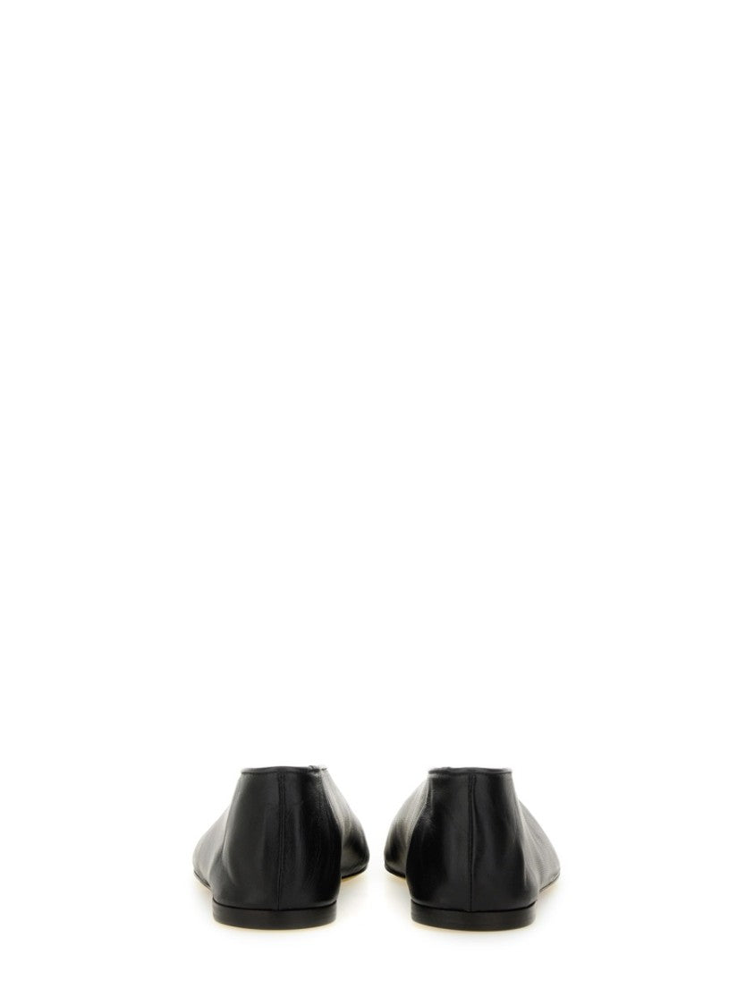 "Duck" Dancer Black Leather Flats