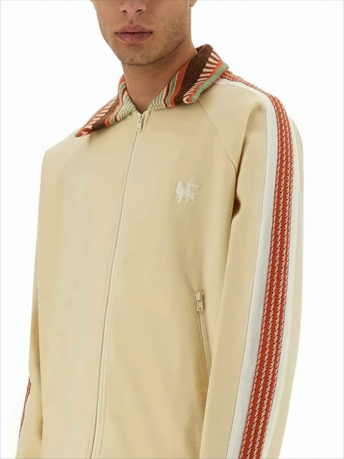 Luxe Zip-Up Jacket with Striped Detailing