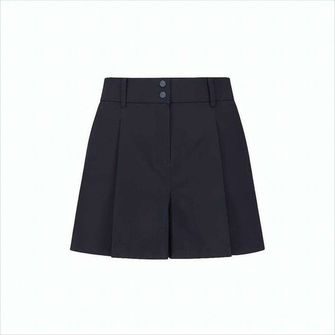 Tailored Blue Shorts with High Waistband and Pleated Detailing