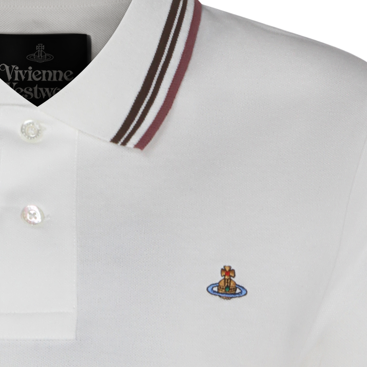 Cropped White Polo Shirt with Striped Collar