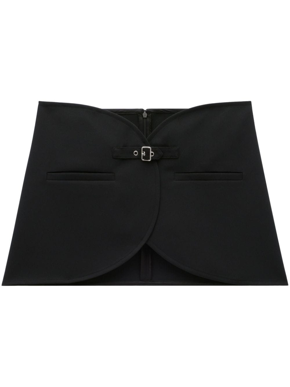 Thigh-Length Black Twill Skirt
