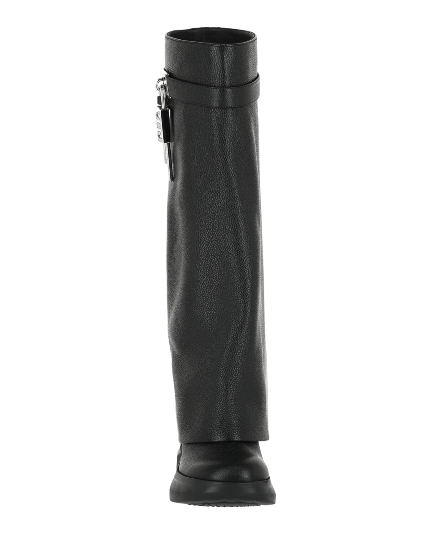 Shark Lock Biker Boots In Grained Leather