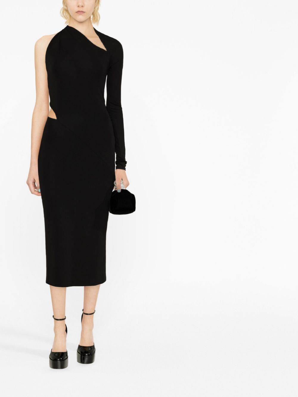One-Shoulder Cut-Out Midi Dress
