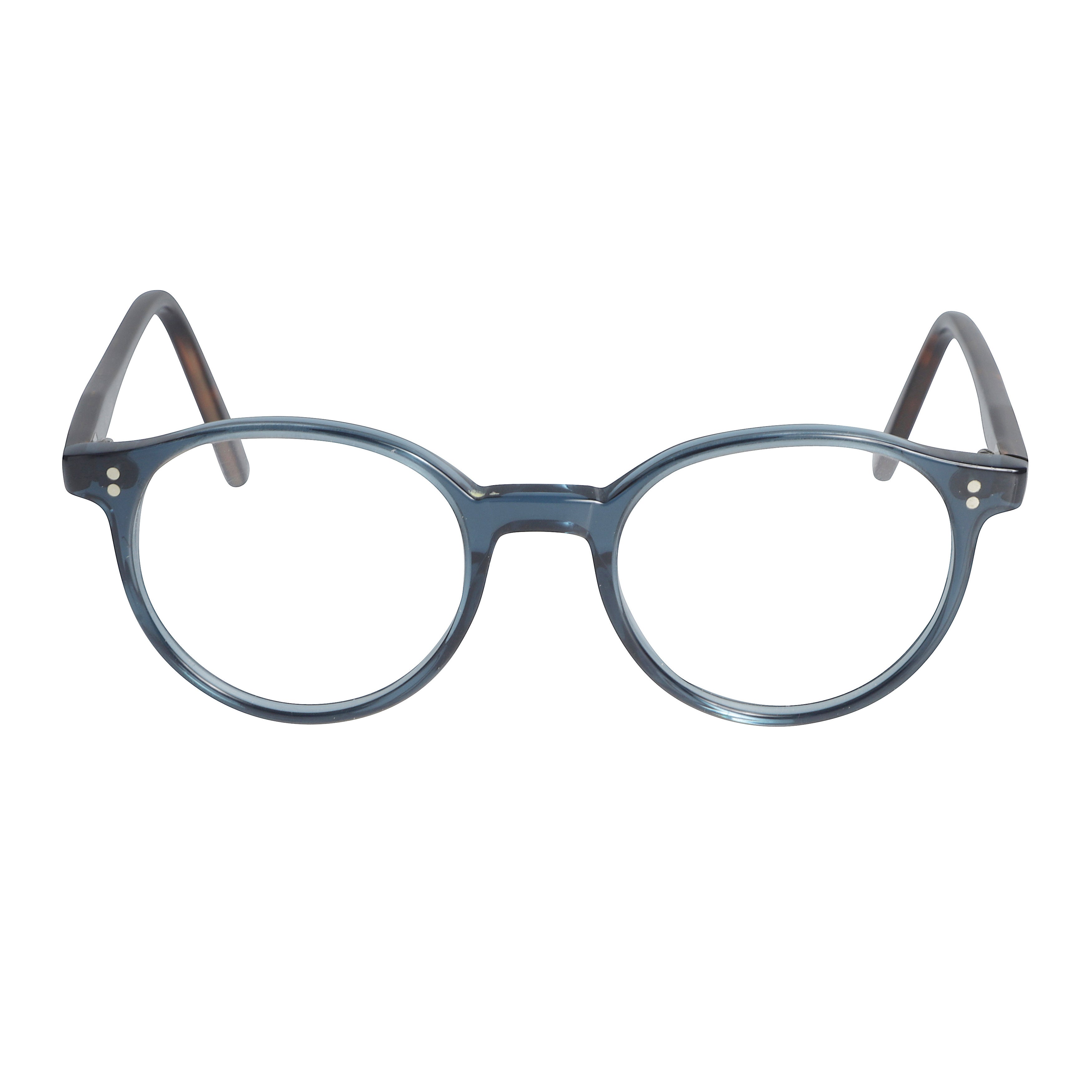 Panto/N Translucent Blue Round Frame Eyeglasses with Tortoiseshell Temples