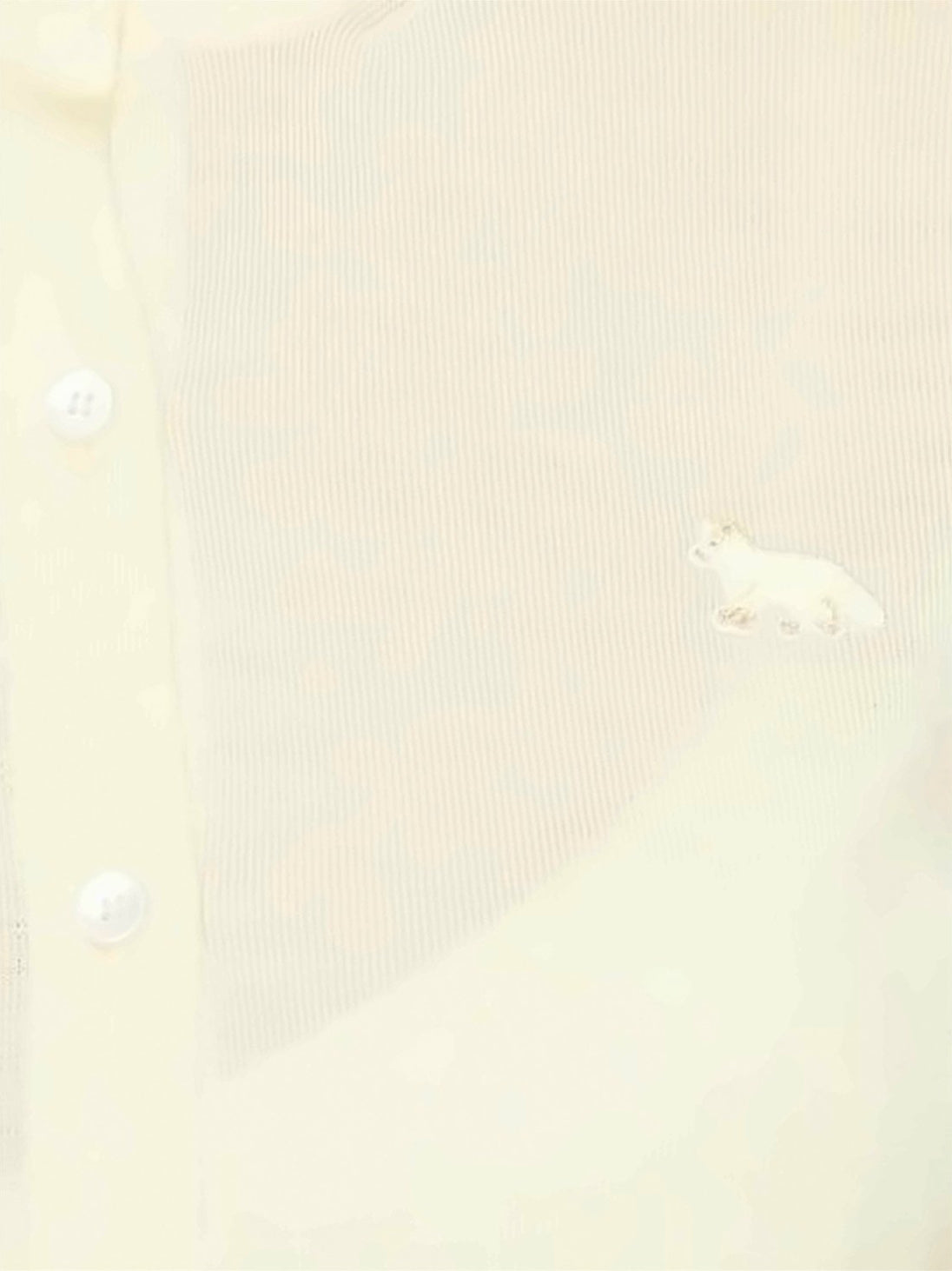 Short-Sleeved Wool Sweater with Button-Down Front and Embroidered Logo