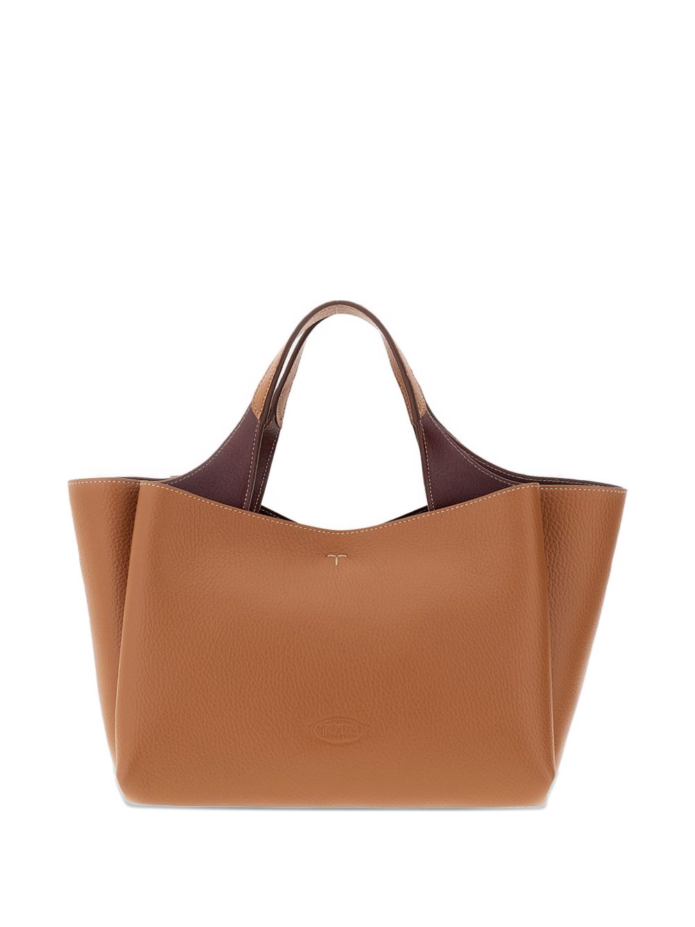 Textured Brown Leather Tote Bag