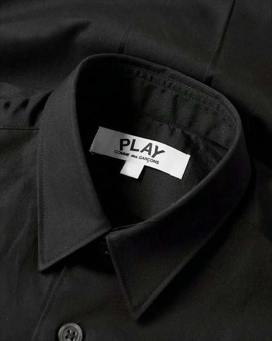 Minimalist Black Long-Sleeve Shirt With Iconic Heart Embroidery