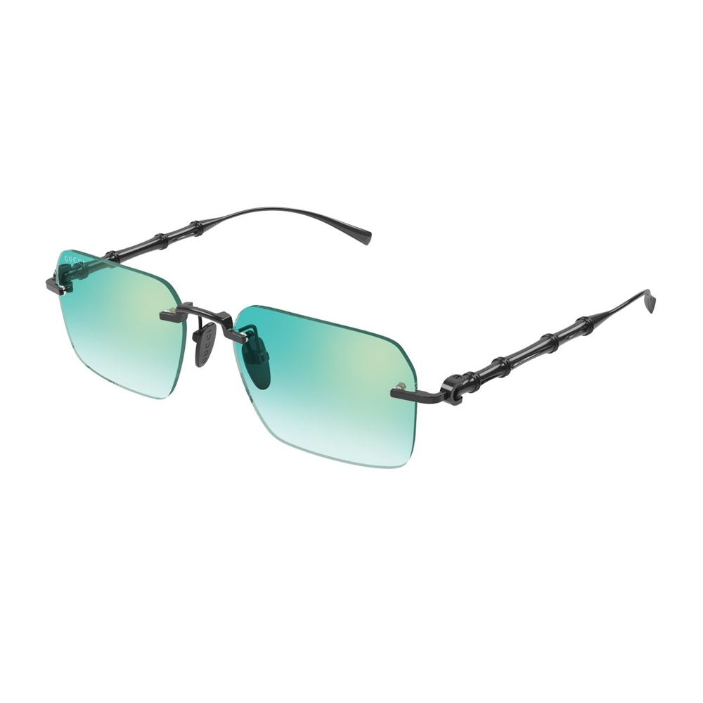 Rimless Gunmetal Sunglasses with Bamboo Motif and Gradient Lenses GG2154S Linea Sign