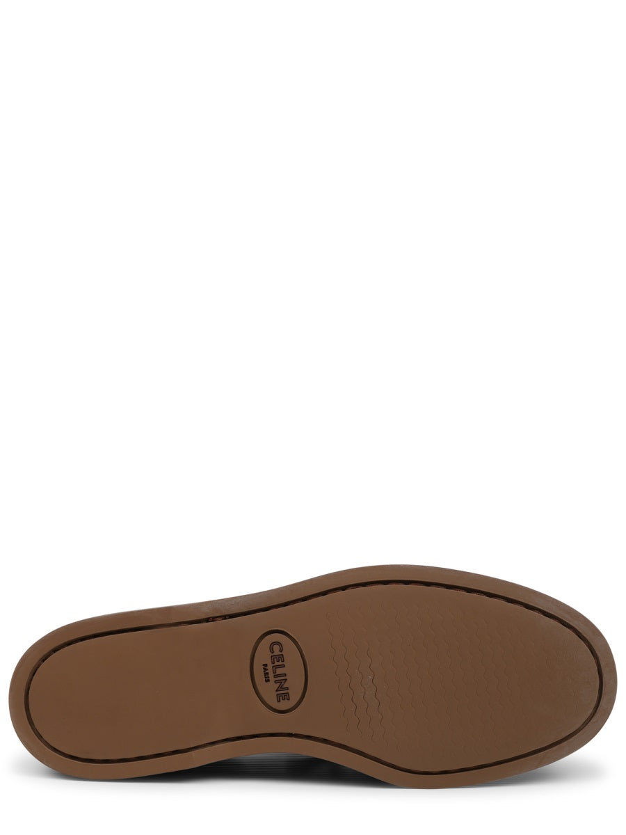 Brown Calf Leather Moccasin Shoes With Decorative Lace