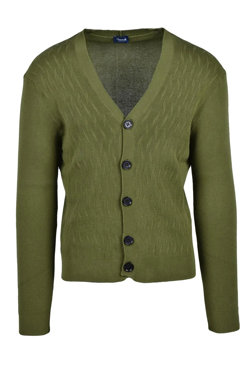 V-Neck Cardigan - Green