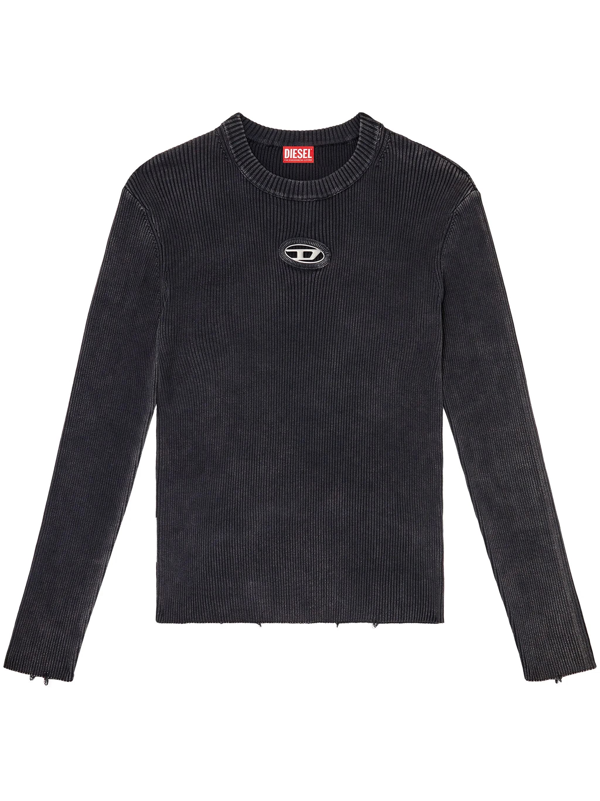Black K-Darin-D Ribbed Oval Cut-Out Top
