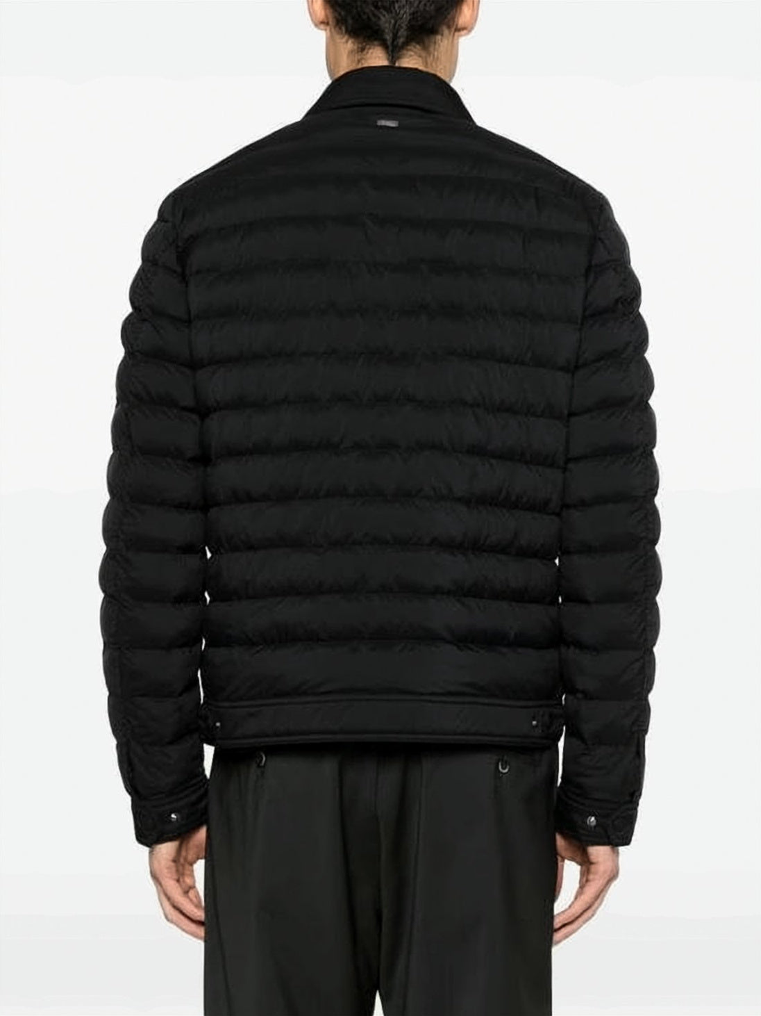 Quilted Black Padded Jacket With Classic Collar