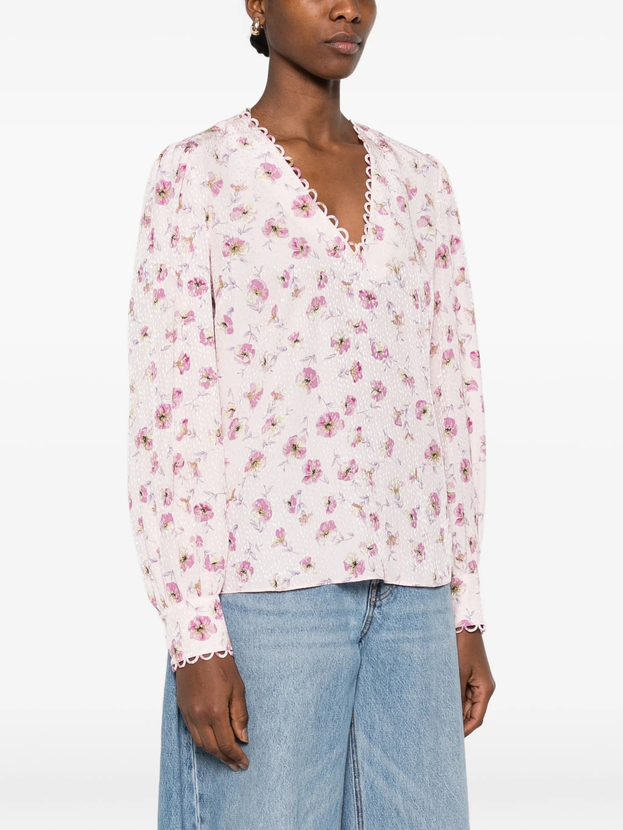 Blusa Stampa Fiore Lightweight Viscose Top