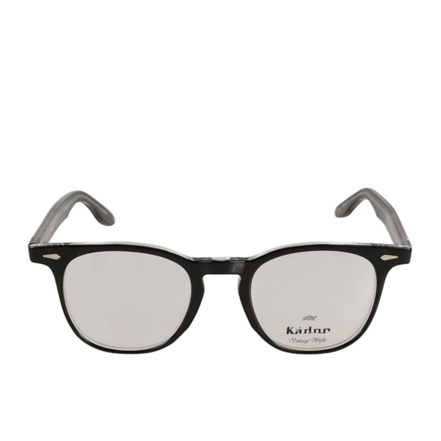 Klark Classic Round Frame Eyeglasses with Translucent Gray Temples