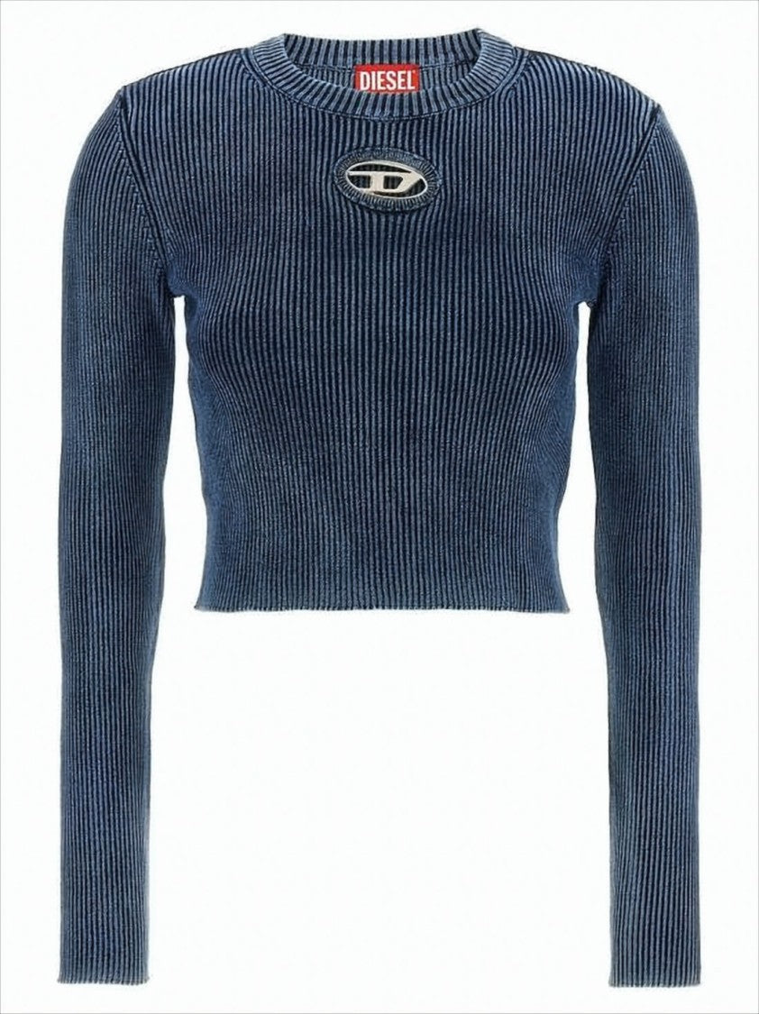 Ribbed Knit Sweater with Oval Cut-Out Detail