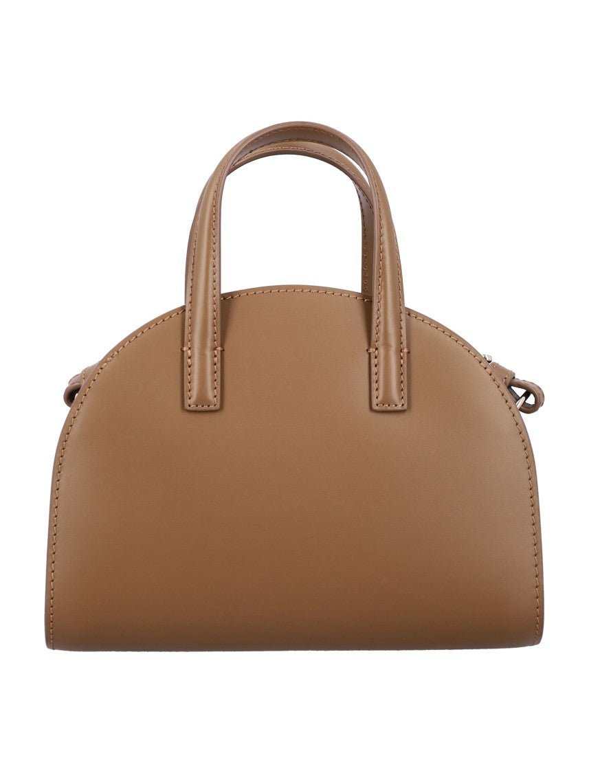 Small Rounded Leather Tote With Dual Handles
