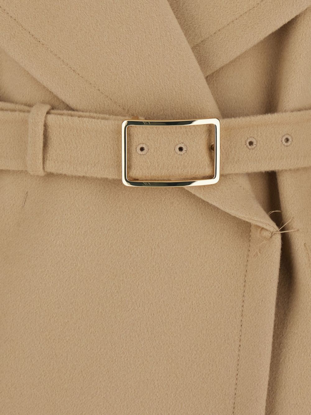 Belted Short Coat with Wide Lapel