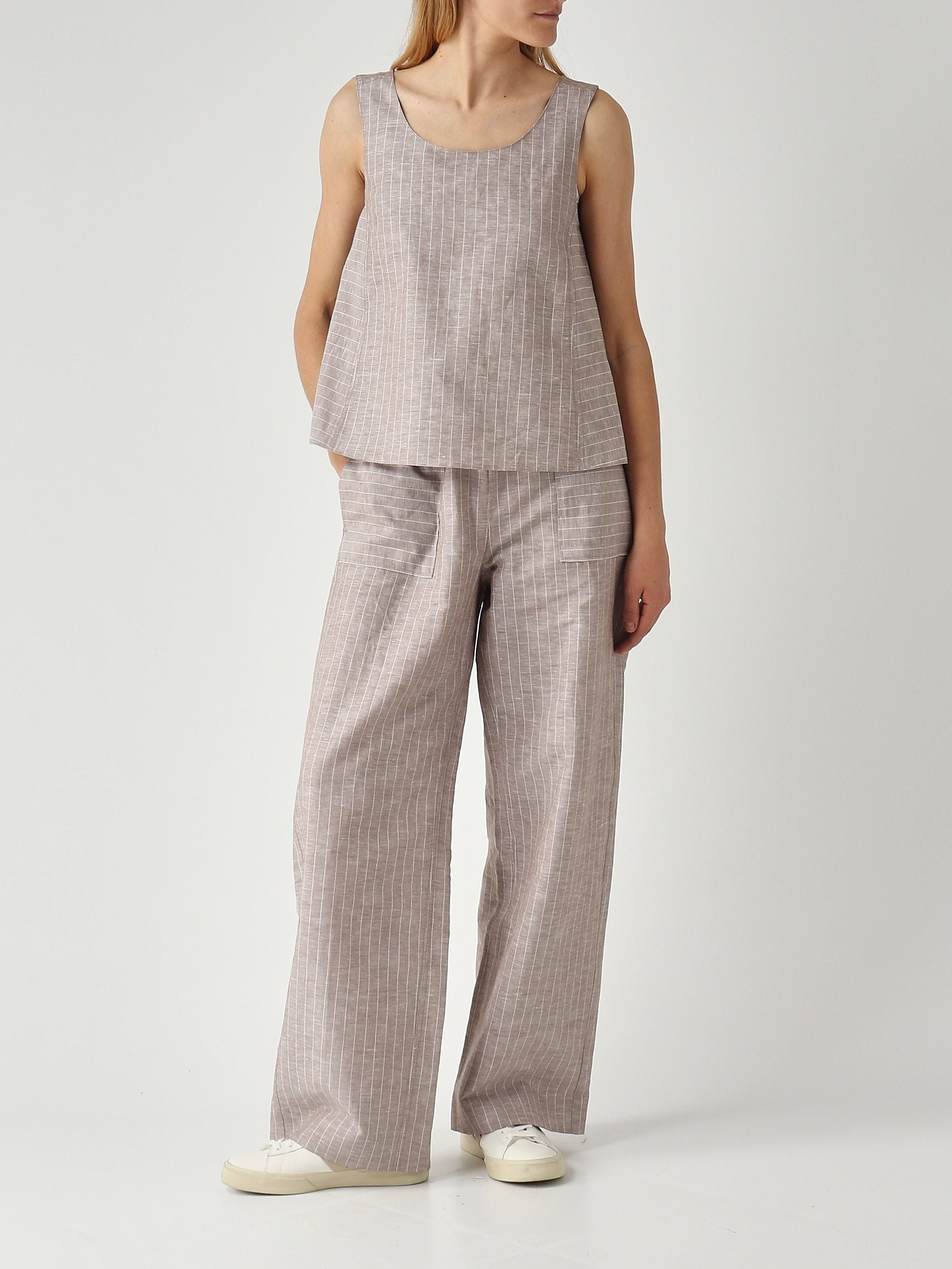 Sleeveless A-Line Top with Wide Scoop Neckline
