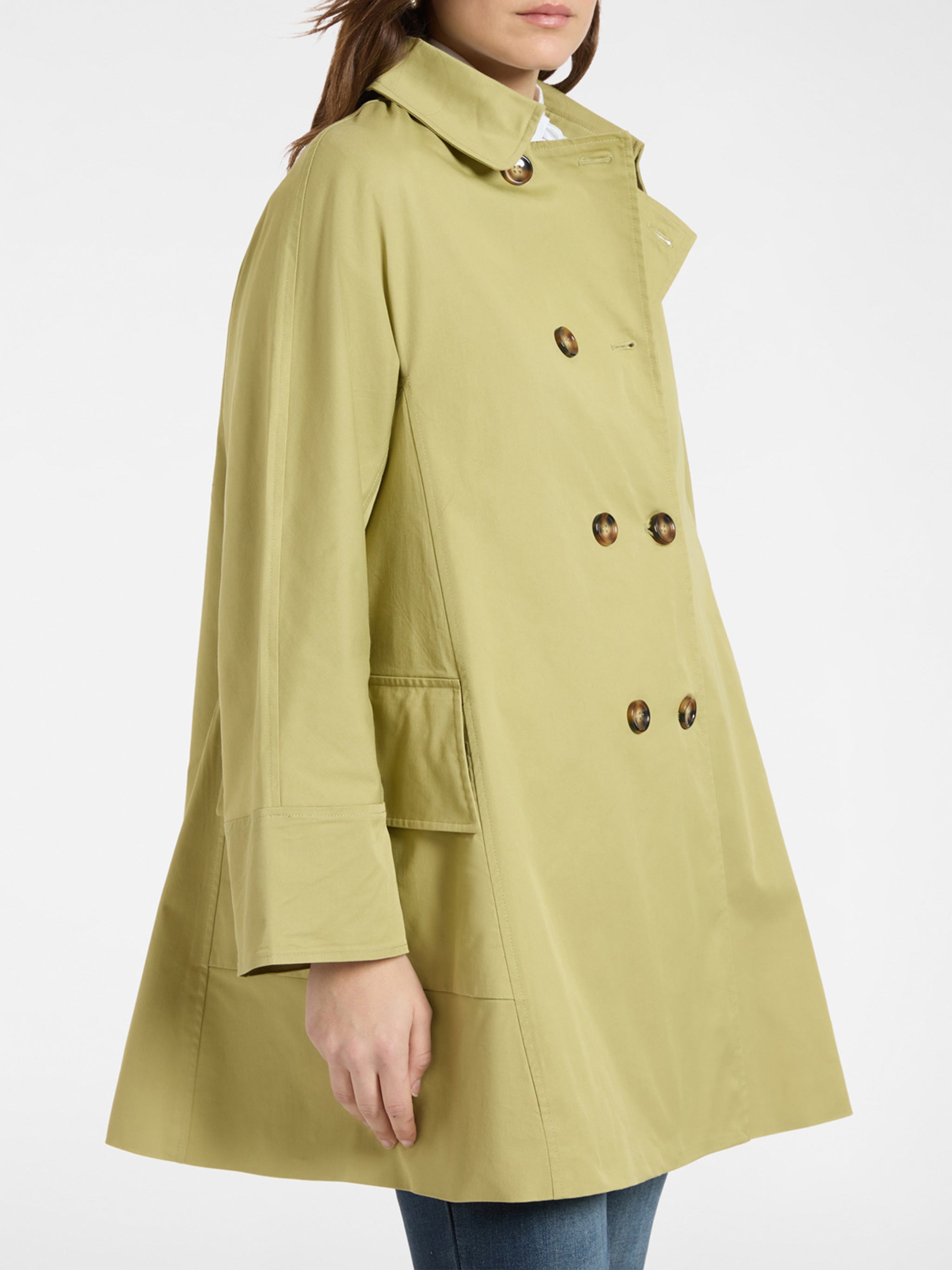 Caban Linea Kimono Green Double-Breasted Coat