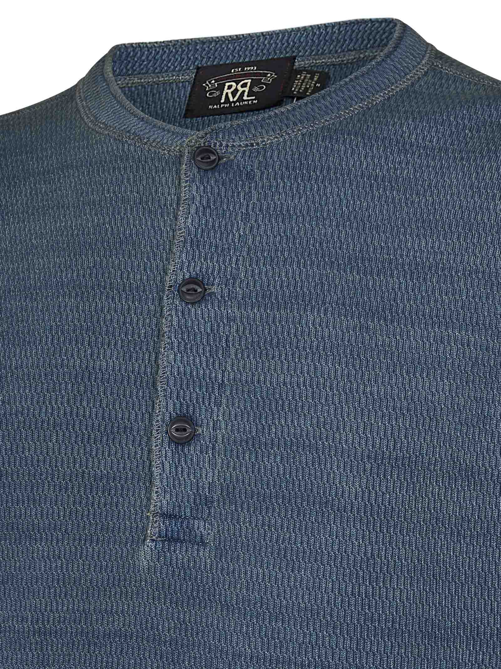 Blue Jacquard Henley Long Sleeves
