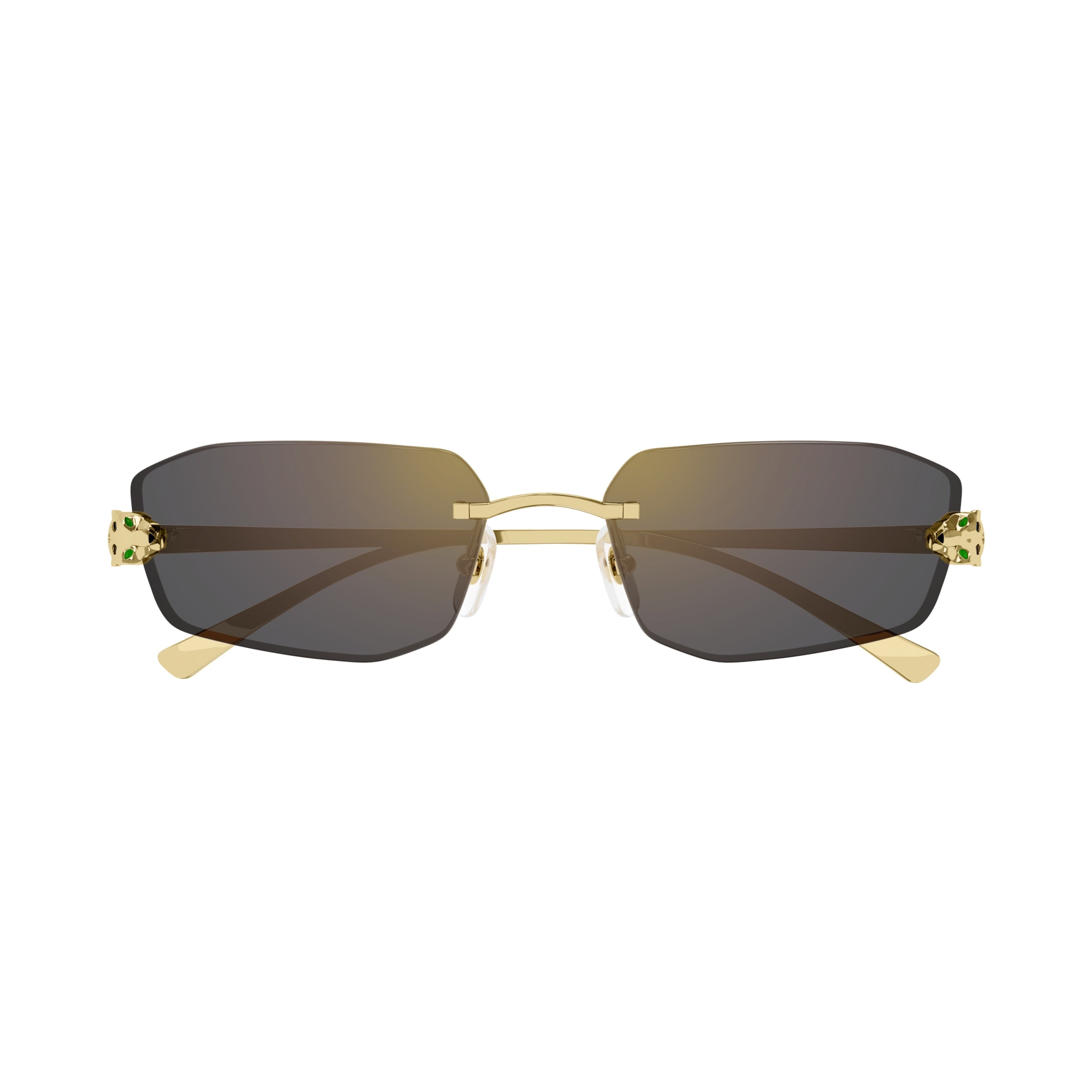 Rimless Rectangular Sunglasses with Panther Motif