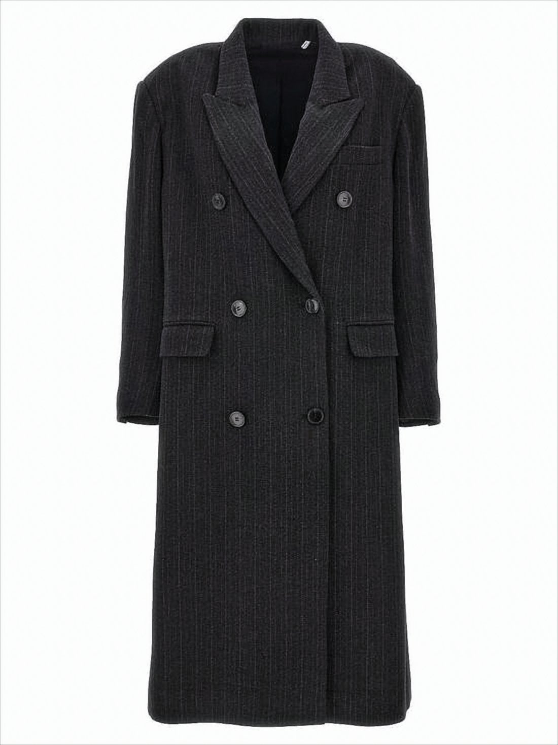 Double-Breasted Short Coat with Classic Notched Lapel