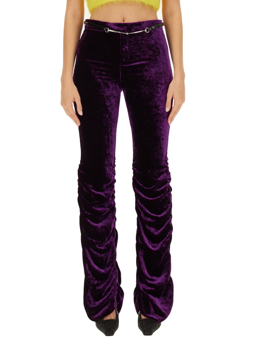 Tailored Velvet Pants with Straight Leg Cut