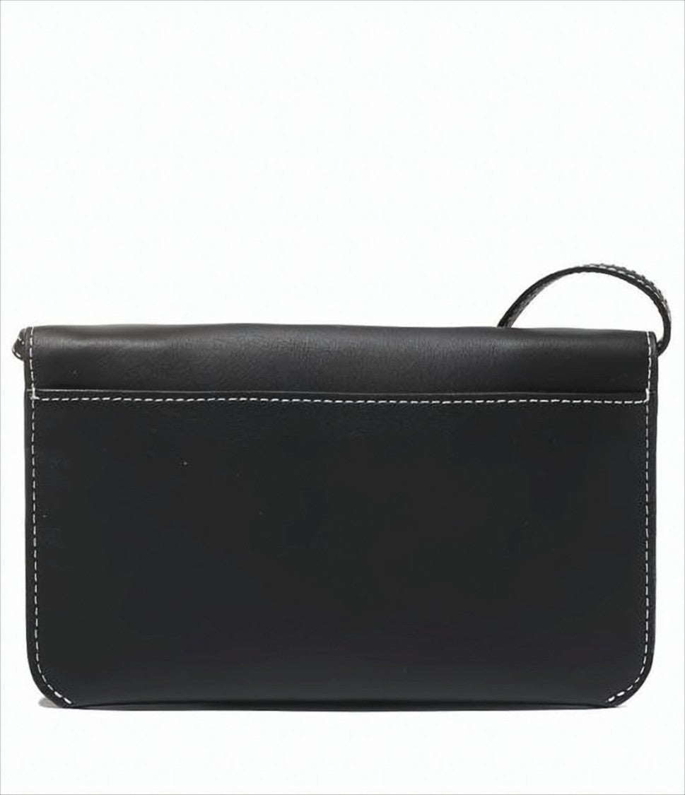 Rectangular Black Crossbody Bag With Gold Chain Detail