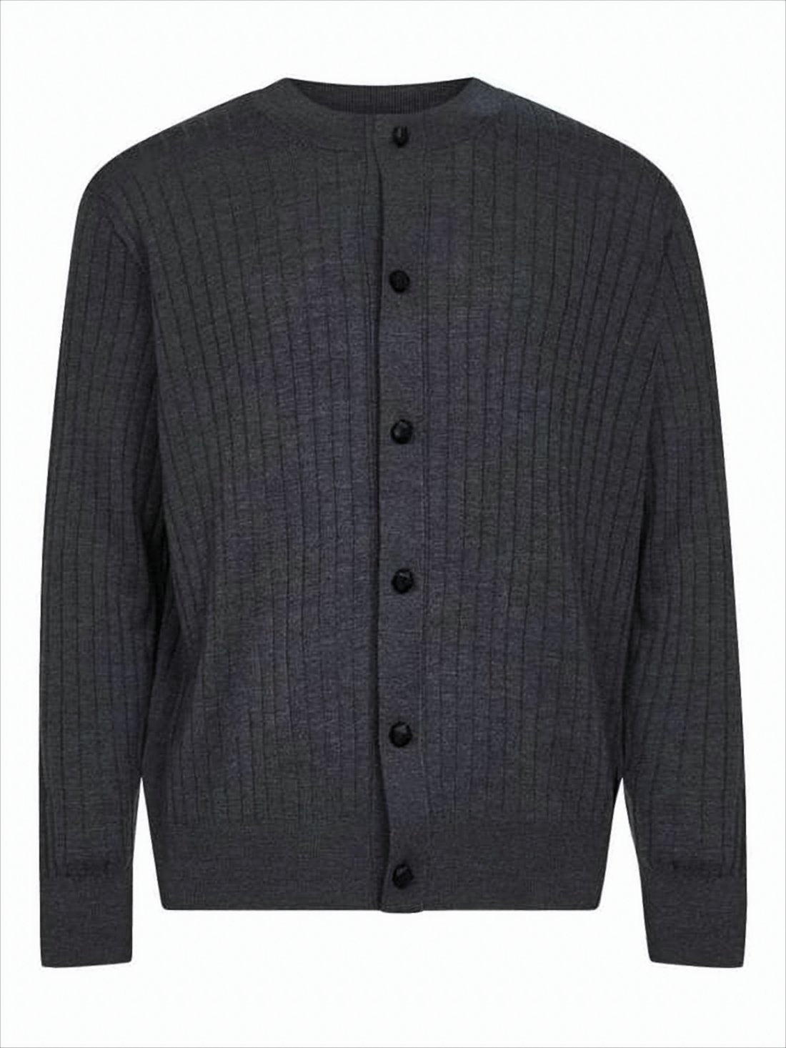 Ribbed Knit Cardigan with Button-Down Front