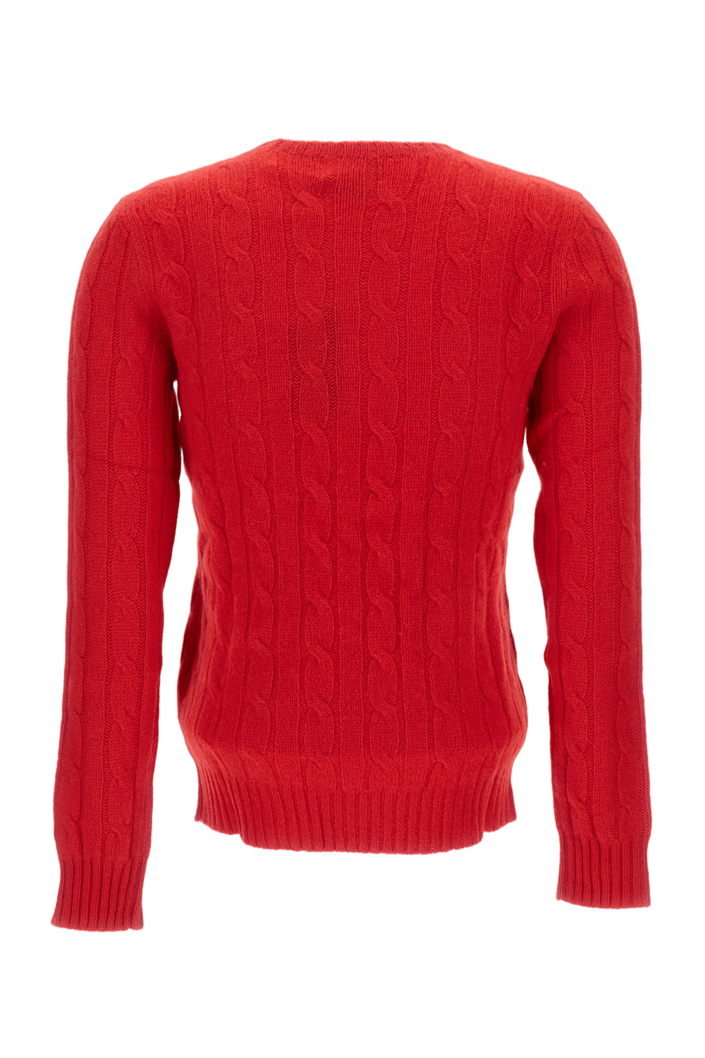 Crewneck Cable Knit Sweater In Vibrant Red