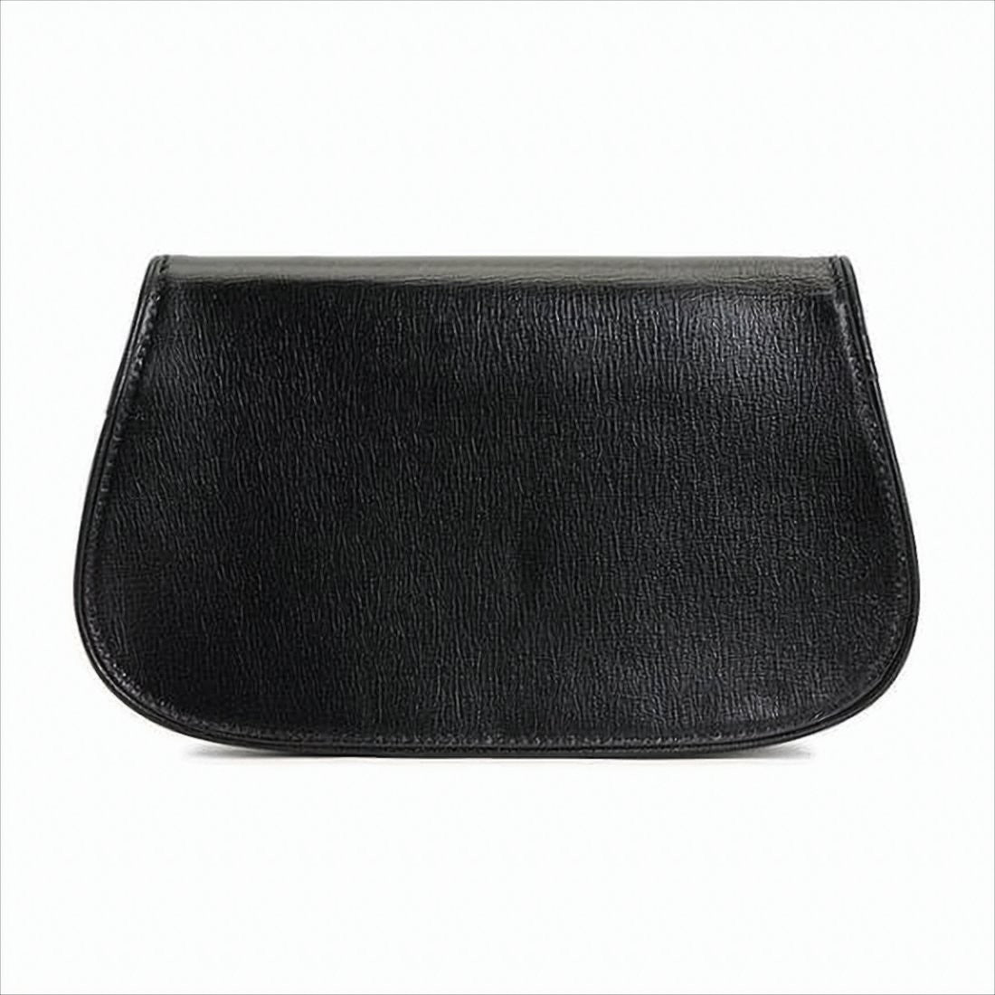 Smooth Leather Shoulder Bag with Curved Silhouette and Gold-tone Chain