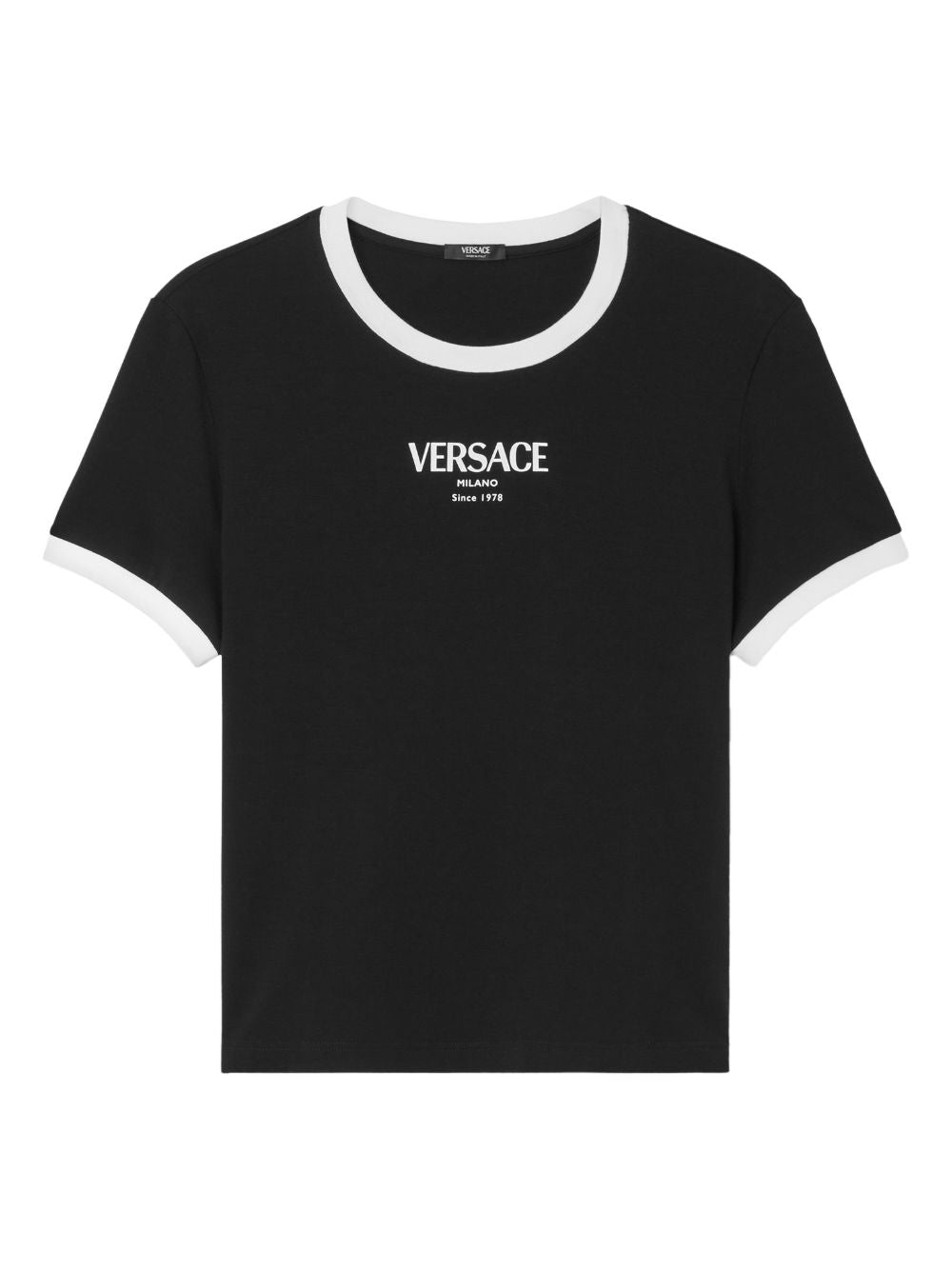Cropped Black Silk and Nylon Top
