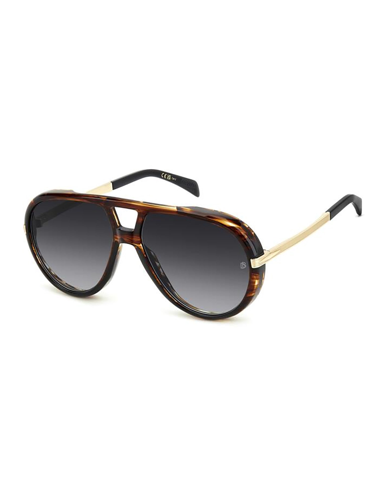 Brown Acetate Aviator Sunglasses with Gold Accents