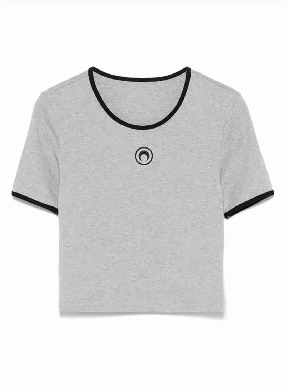 Cropped Grey T-shirt with Black Trim