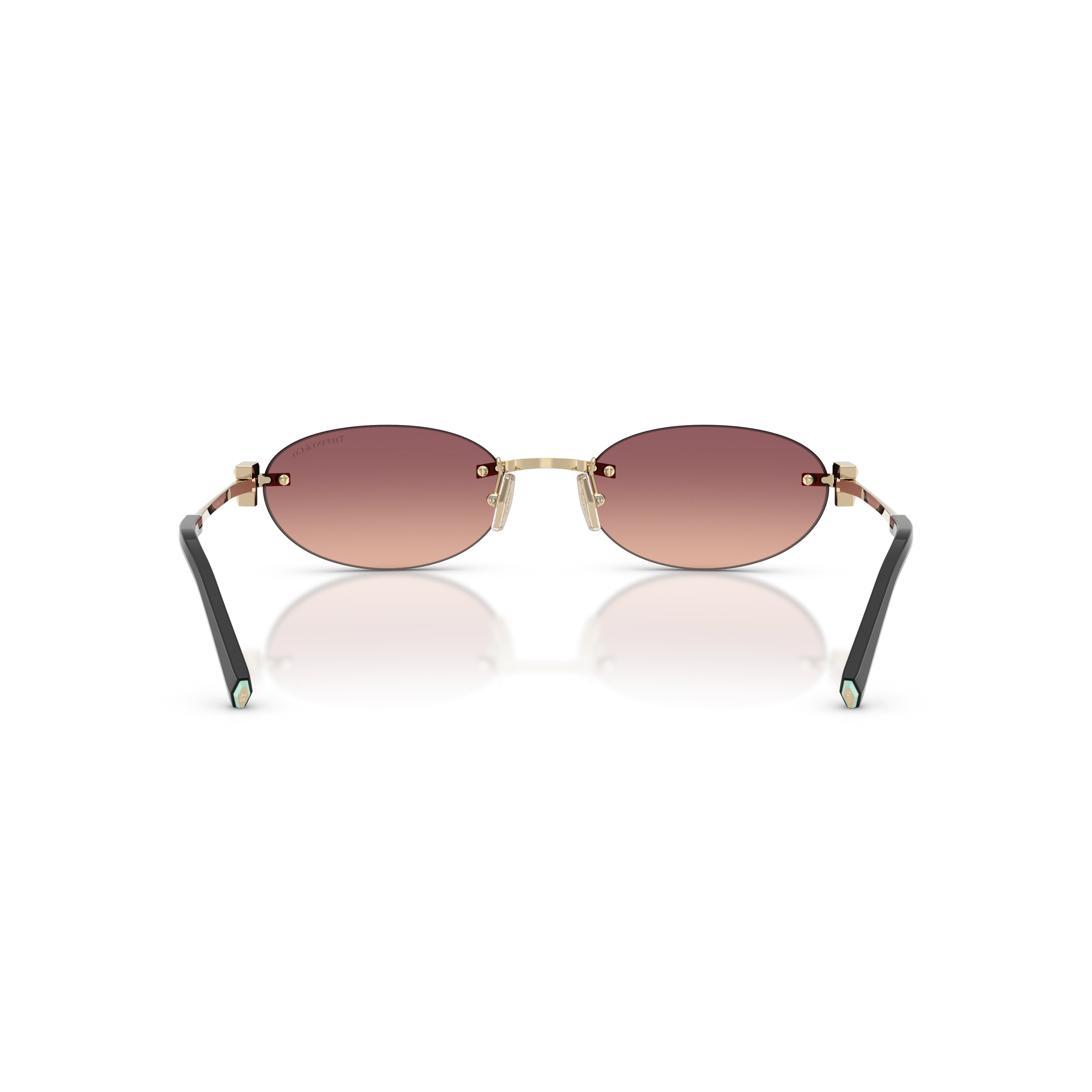 Gradient Tint Oval Sunglasses with Gold Accents