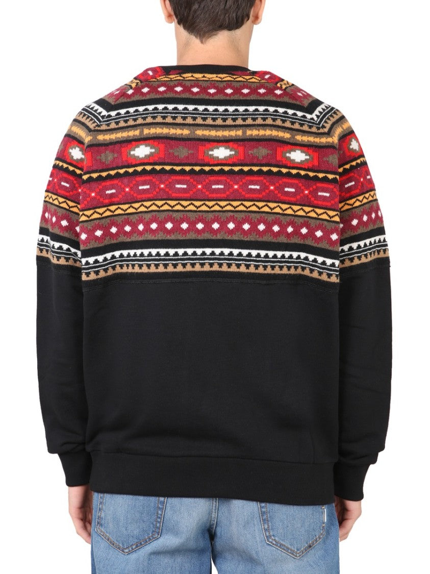 Crew Neck Sweatshirt With Geometric Pattern