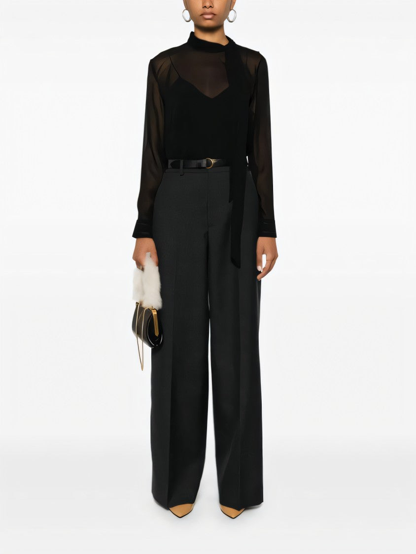 High-Waisted Tailored Suit Pants With Wide-Leg Silhouette