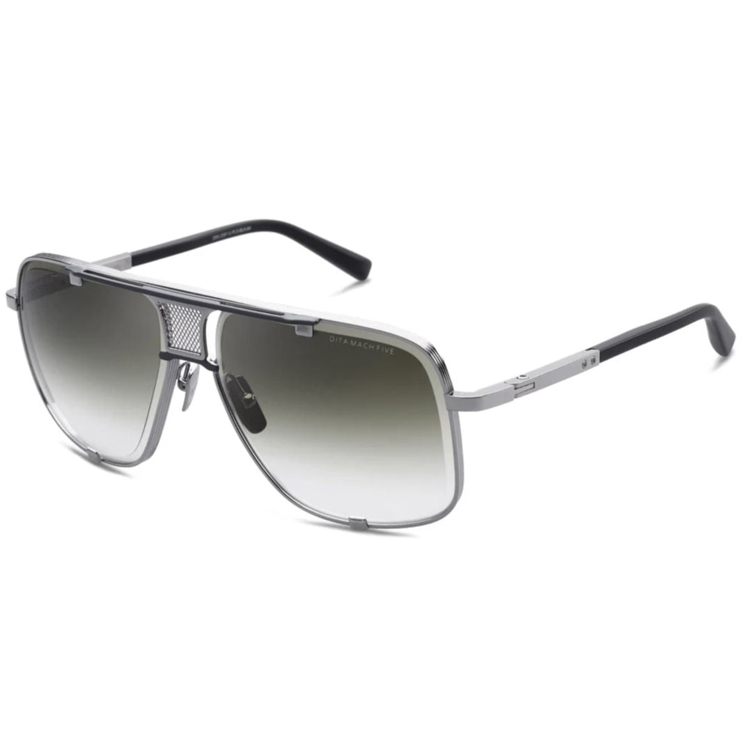 Mach-Five Bold Aviator-Style Sunglasses with Gradient Grey Lenses