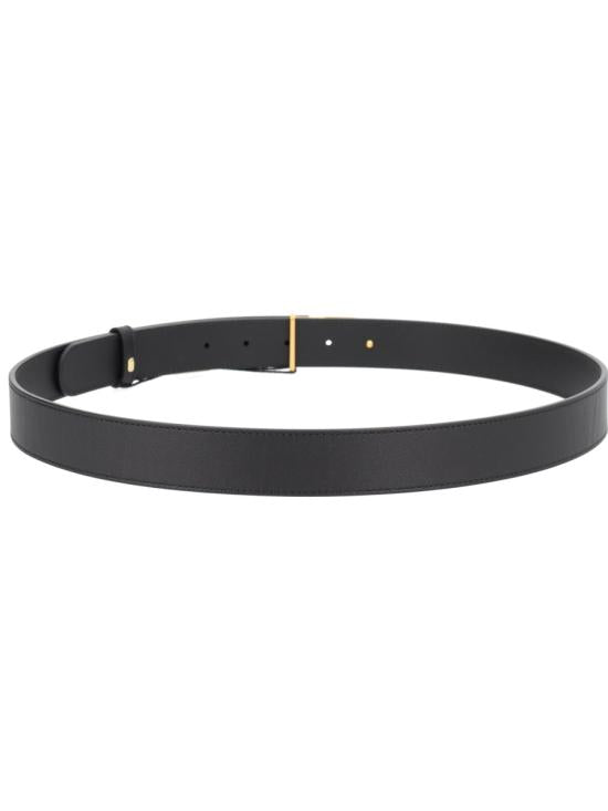 Refined Black Calf Leather Belt with Polished Gold-tone Buckle